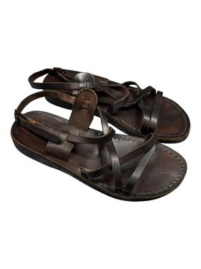 Women’s Jerusalem Dark Brown Leather Strappy Sandals Size 42